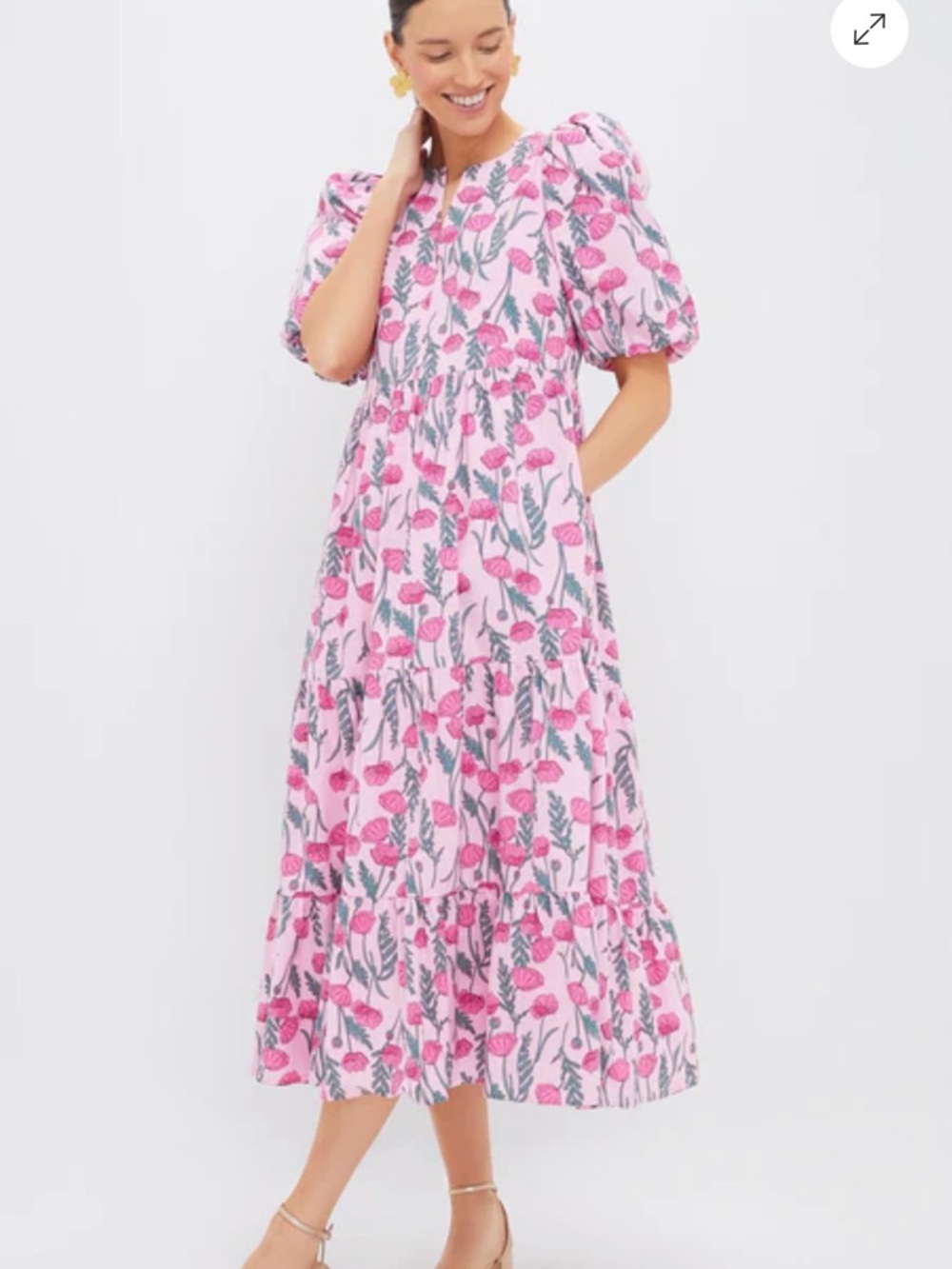Pink Amaryllis Floral Cisco Maxi Dress